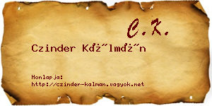 Czinder Kálmán névjegykártya
